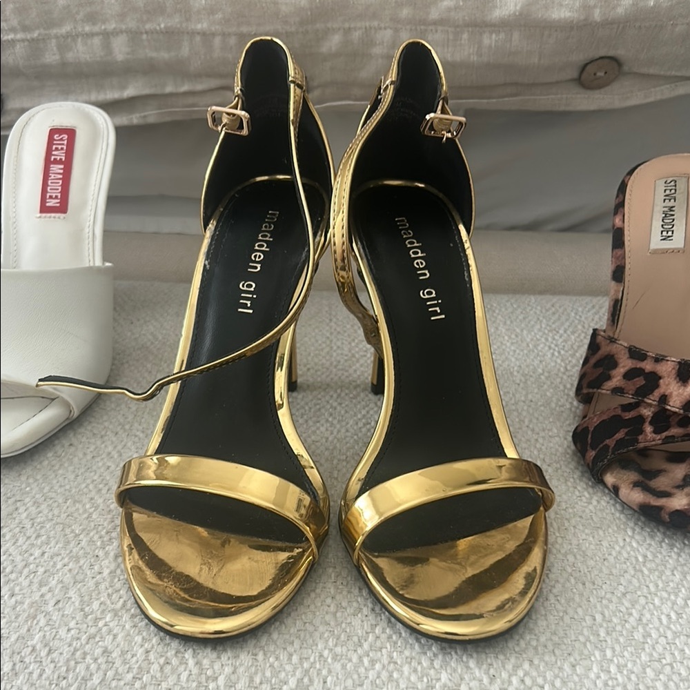 Madden Girl Gold Strappy Heels for Elegant Evenings